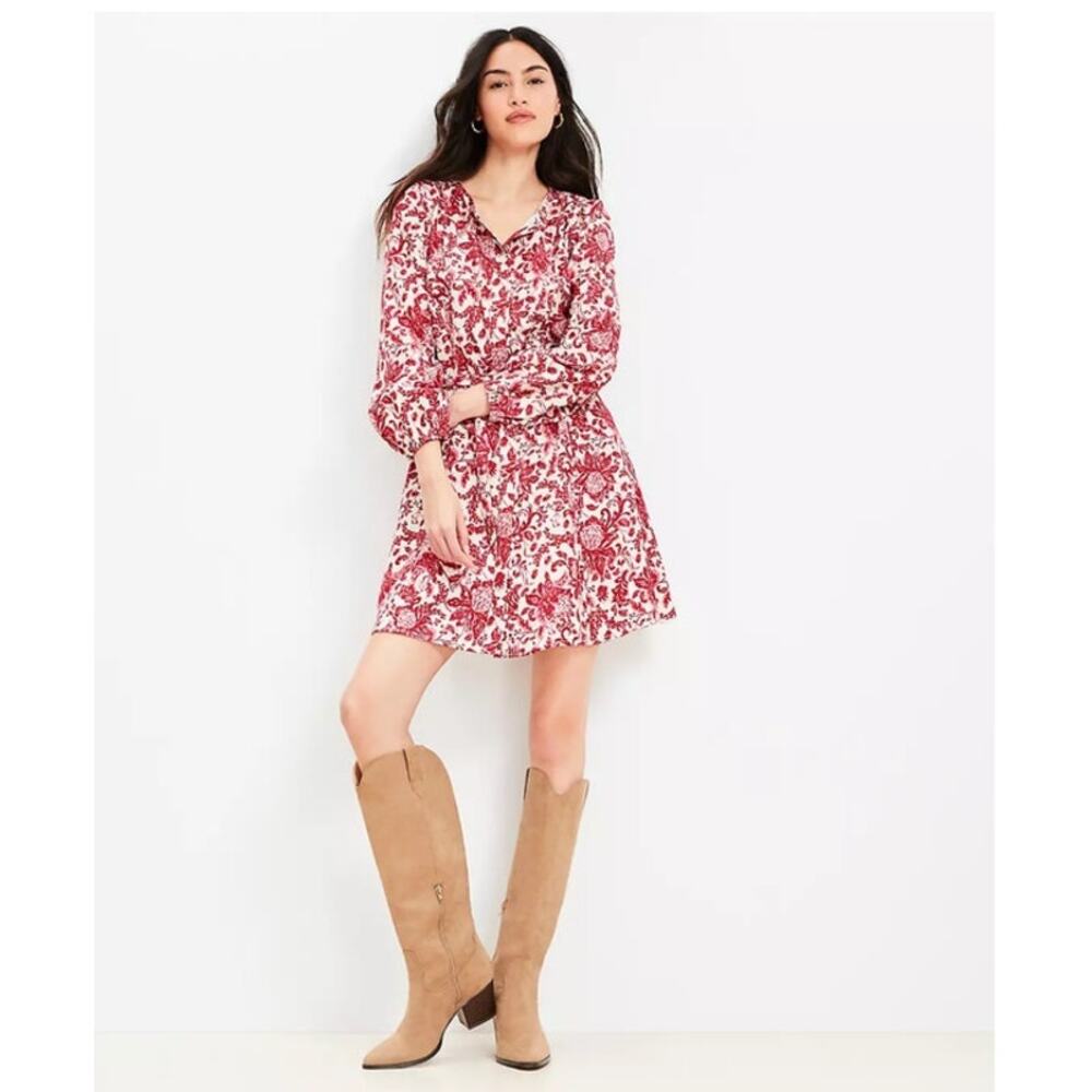 LOFT Night Bloom Belted Mini Dress NWT Size 12 Floral Pocket Dress